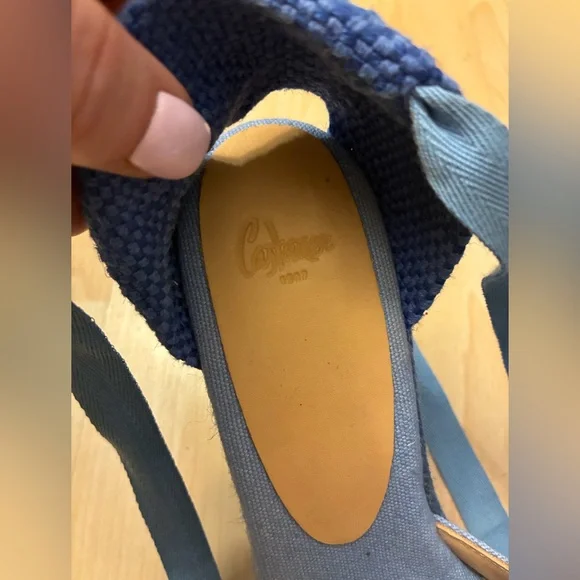 New Castaner  Women's Light Blue Espadrille Wedge Ankle-Tie Sandals - Picture 5 of 12